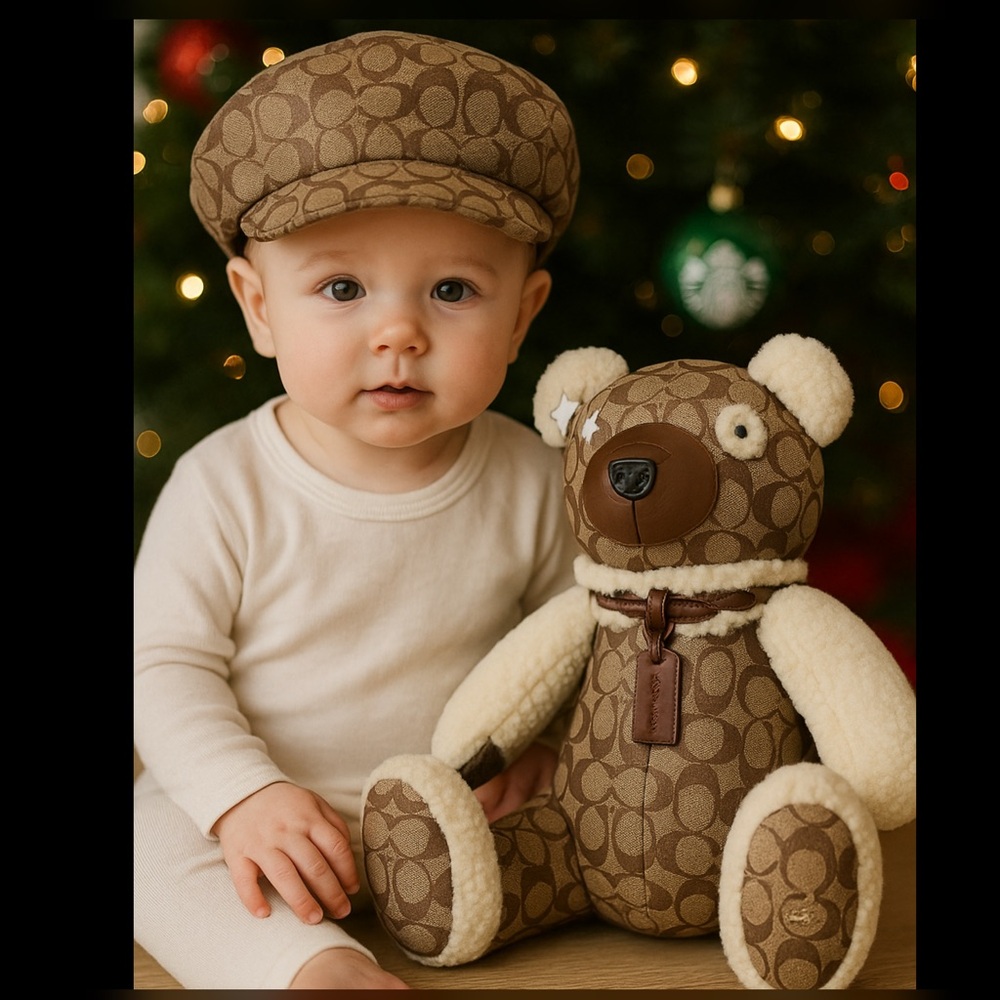 RARE COACH F75528 LARGE LEATHER SHEARLING BEAR COLLECTOR HOLIDAY GIFT